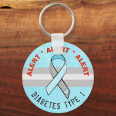 糖尿病タイプ1警告キーチェーン認識度リボン キーホルダー (正面)