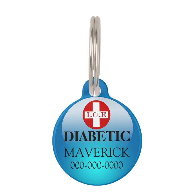 糖尿病ペットDIYオーナー詳細青 ペット　ネームタグ (正面)