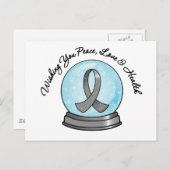 糖尿病リボンメリークリスマススノーグローブ シーズンポストカード (正面/裏面)