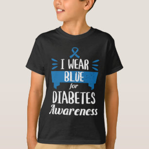 糖尿病啓発月間 私は青いT1 T2 Tシャツ