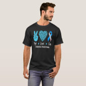 糖尿病啓発 ピース ラブ キュア レオパード 世界 Tシャツ (正面フル)