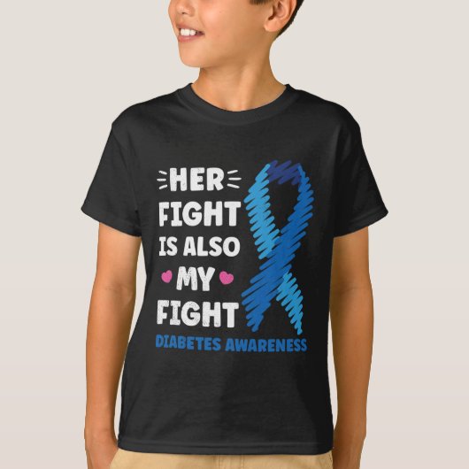 糖尿病彼女の戦いは私の戦い認識度 Tシャツ (正面)