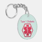 糖尿病性の医学警報 キーホルダー (正面左)