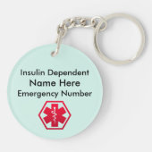 糖尿病性の医学警報 キーホルダー (裏面)