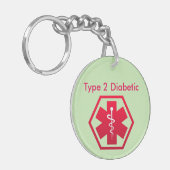糖尿病性の医学警報 キーホルダー (正面左)