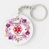 糖尿病性の花の医学の注意深いタイプ1 キーホルダー (裏面)