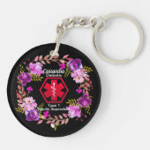 糖尿病性の花の医学の注意深いタイプ1 キーホルダー (裏面)