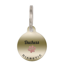 糖尿病性医療警告ポープリント電話金ゴールドペットID ペット ネームタグ