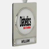 糖尿病患者の方が良い シルバープレートバナーオーナメント (右)