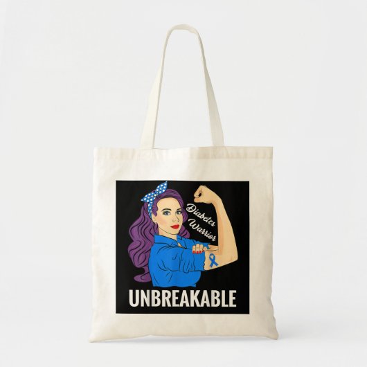 糖尿病戦士シュガー糖尿病型1 2認識度 トートバッグ (正面)