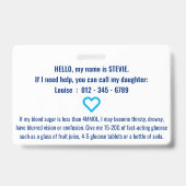 糖尿病緊急識別PVCバッジ バッジ (裏面)