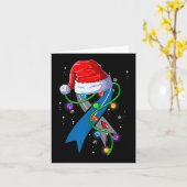 糖尿病認識度クリスマスサンタハットブルーリボン カード (黄色い花)