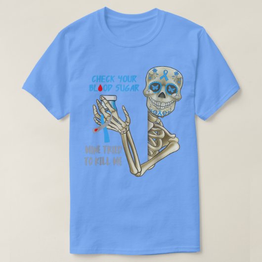 糖尿病認識度スケルトンあなたの血糖値をチェック Tシャツ (デザイン正面)