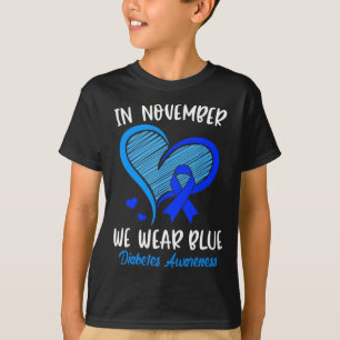 糖尿病認識度ハートリボン11月We Wea Tシャツ