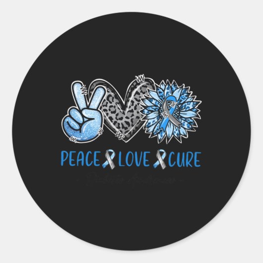 糖尿病認識度ピースラブキュールヒョウ青蘇 ラウンドシール (正面)