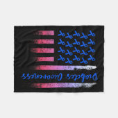 糖尿病認識度ブルーリボン米国アメリカ国旗D フリースブランケット (正面(横))