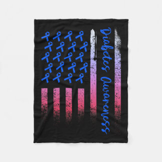 糖尿病認識度ブルーリボン米国アメリカ国旗D フリースブランケット