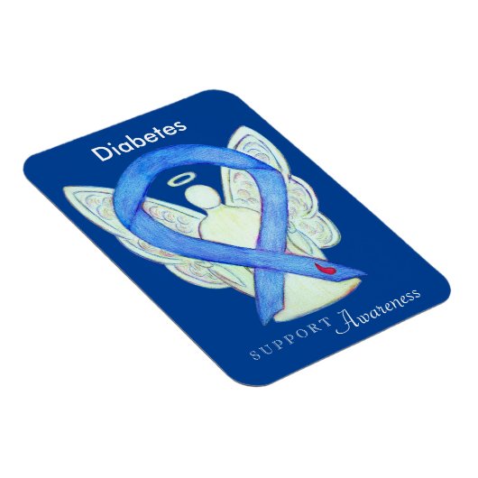 糖尿病認識度リボンエンジェルアート冷蔵庫用マグネット マグネット (右側)