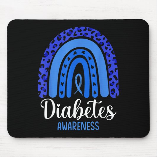 糖尿病認識度レインボーブルーリボンファイトT1 T2 マウスパッド (正面)