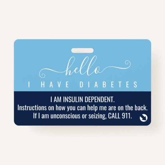 糖尿病認識度医用ID緊急連絡 バッジ (正面)