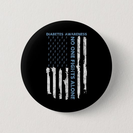 糖尿病認識度月アメリカ国旗の戦士T1 缶バッジ (正面)