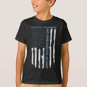 糖尿病認識度月アメリカ国旗の戦士T1 Tシャツ
