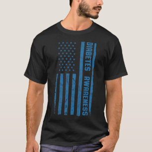 糖尿病認識度月米国国旗T1 T2 Tシャツ