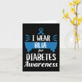 糖尿病認識度月I衣服ブルーT1 T2 カード (黄色い花)