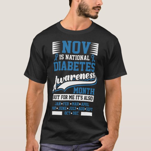 糖尿病認識度月T1 T2 Tシャツ (正面)