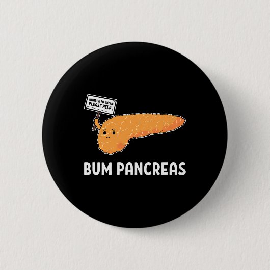 糖尿病認識度糖尿病型1おもしろい無用パン 缶バッジ (正面)