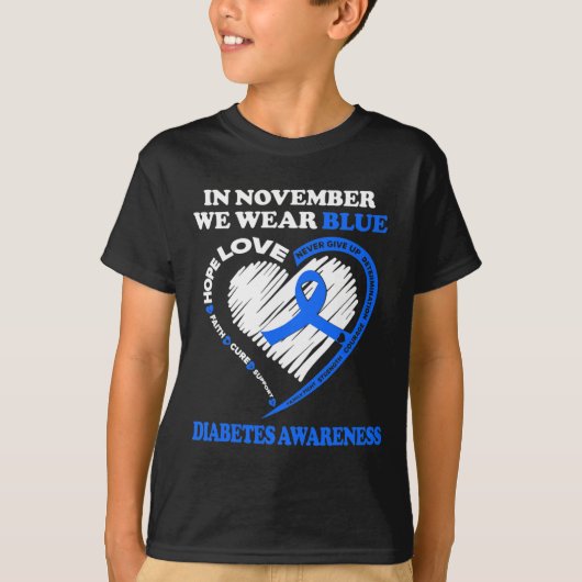 糖尿病認識度11月We衣服ブルー Tシャツ (正面)