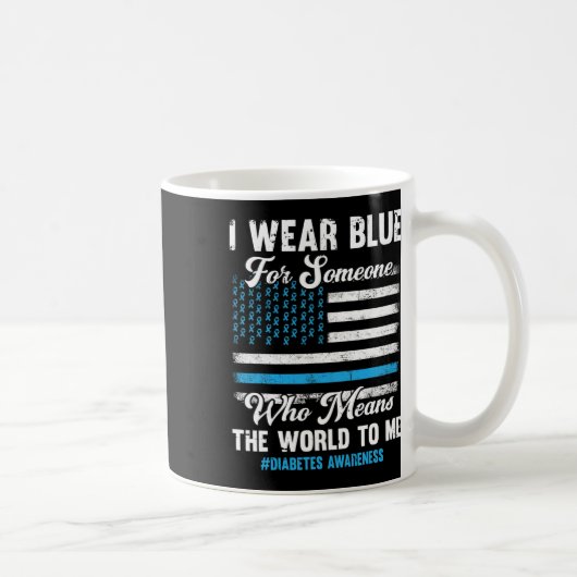 糖尿病認識度T1dサポートAmerican Flag Blue コーヒーマグカップ (右)
