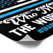 糖尿病認識度T1dサポートAmerican Flag Blue ポスター (角)