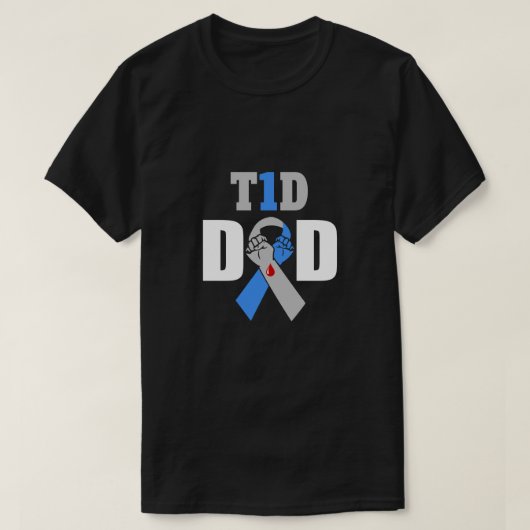 糖尿病認識度T1D1型糖誇りを持った尿病パパ Tシャツ (デザイン正面)