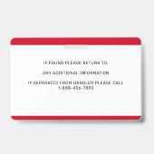 糖尿病警パーソナライズされた告サービスの犬の写真ID バッジ (Back)