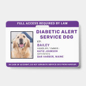 糖尿病警パーソナライズされた告サービス犬の写真ID バッジ (正面)