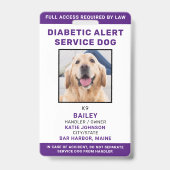 糖尿病警告サービスの犬IDのパーソナライズされた写真 バッジ (正面)