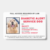 糖尿病警告サービス犬の写真IDバッジ バッジ (正面)