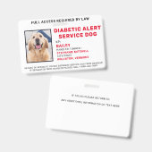糖尿病警告サービス犬の写真IDバッジ バッジ (正面＆裏面)