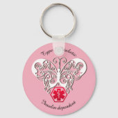 糖尿病警告タイプ1または2のパーソナライズ キーホルダー (正面)