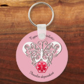 糖尿病警告タイプ1または2のパーソナライズ キーホルダー (正面)