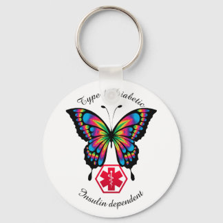 糖尿病警告タイプ1または2の個人用蝶 キーホルダー