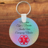 糖尿病警告パーソナライズされたタイプ1または2 キーホルダー (正面)