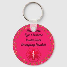糖尿病警告パーソナライズされたタイプ1または2 キーホルダー