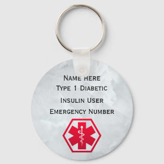 糖尿病警告パーソナライズされたタイプ1または2 キーホルダー