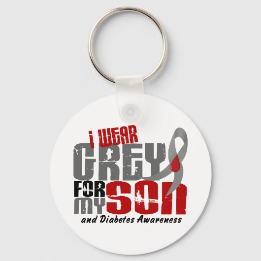 糖尿病I衣服グレー私の息子6.2 キーホルダー (正面)