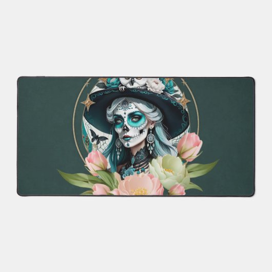 糖素晴らしスカル素晴らしメイクの人 デスクマット (正面)