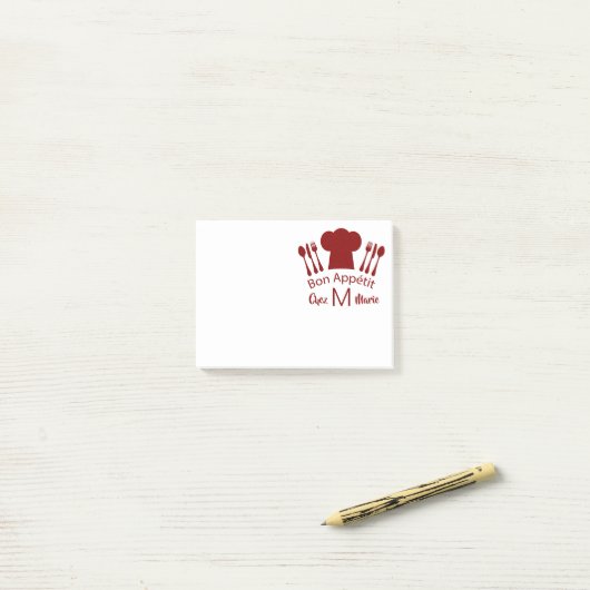 糖菓のAppetitのシェフの帽子、ナイフおよびフォークのモノグラム ポストイット (デスク上)