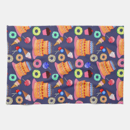 糖質の喜び：かわいいペストリーをテーマにしたコーディネート キッチンタオル
