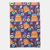 糖質の喜び：かわいいペストリーをテーマにしたコーディネート キッチンタオル (縦)